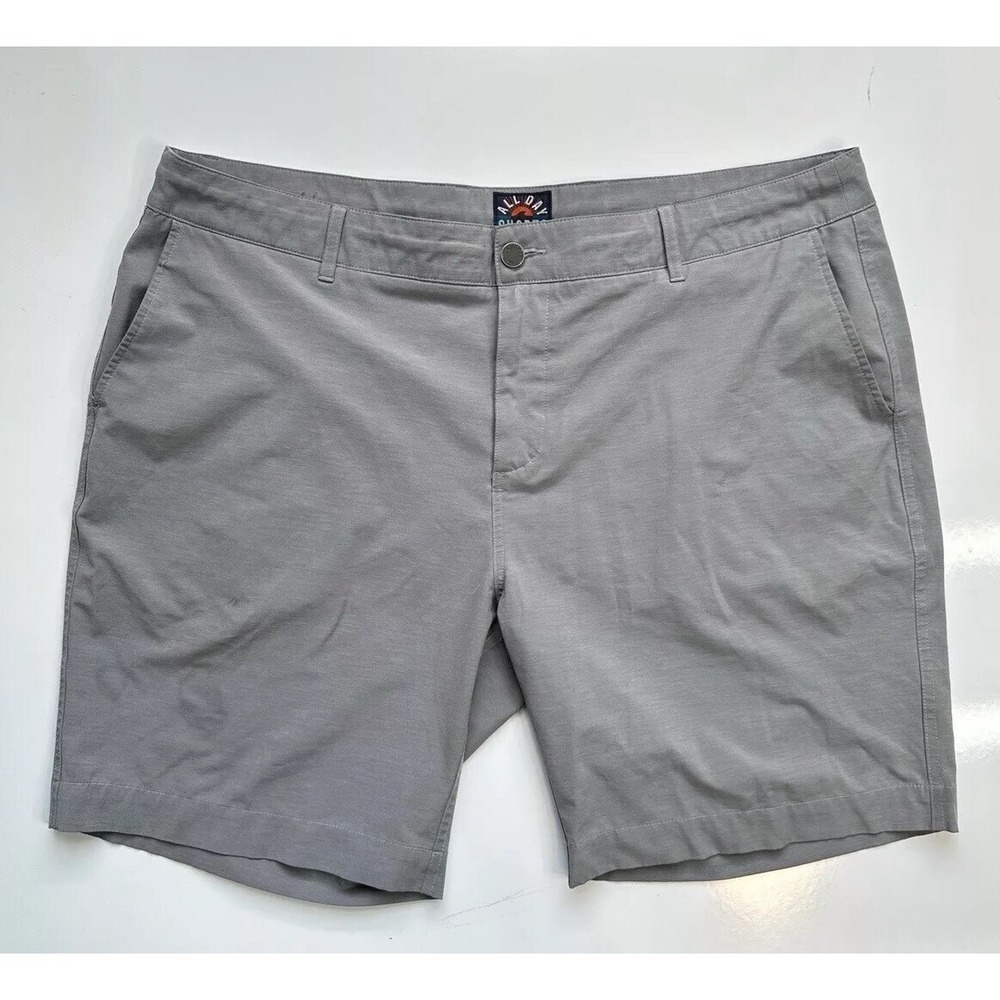 Faherty All Day Flat Front Shorts Mens Size 40 Gray Casual Drawstring **FLAW**